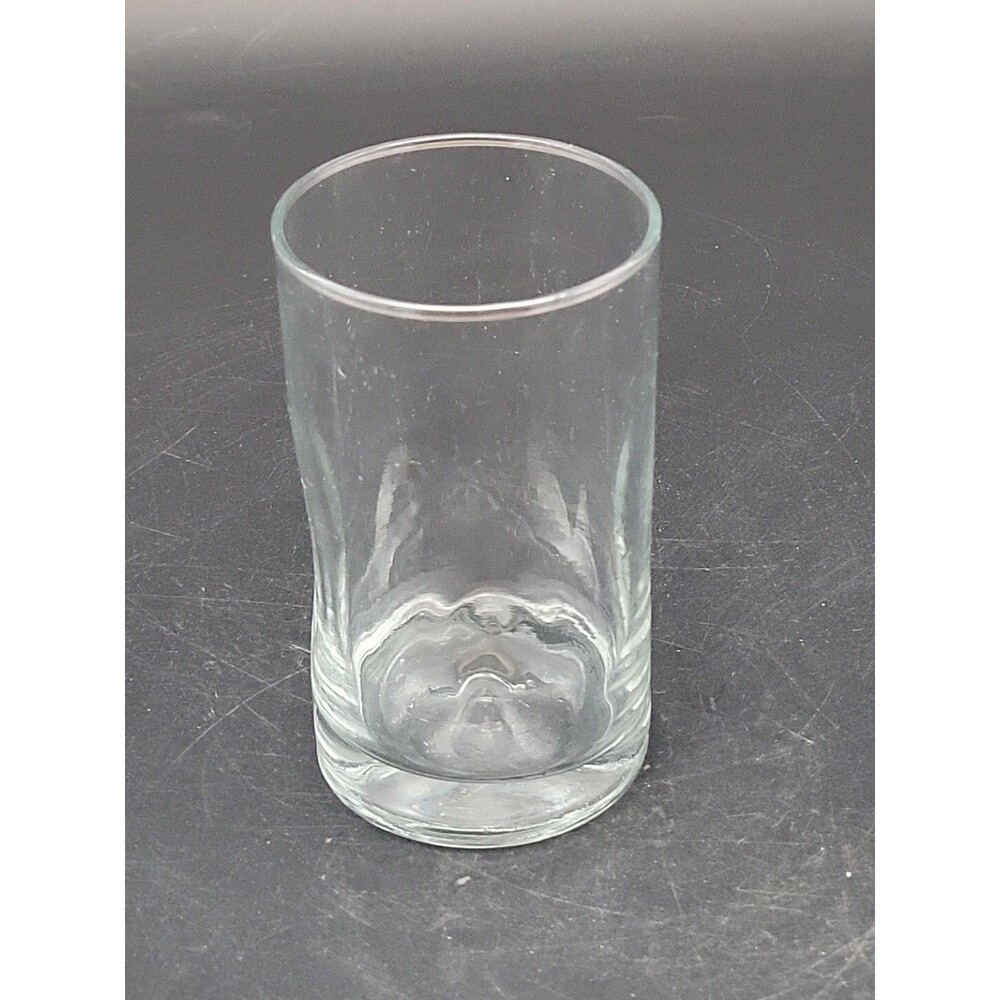 Vintage Clear Glass Dot Thumbprint Pinch Dent Juice Glass MCM Mod